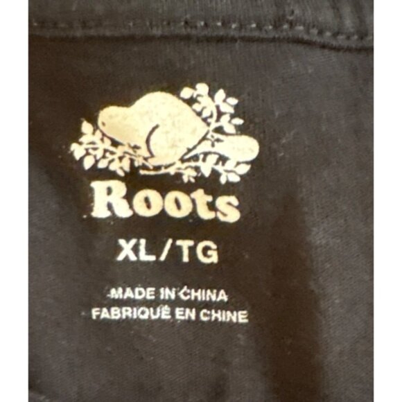 Roots Mens XL Black Beaver wearing Hocky Helmet Long-Sleeve T-Shirt 100% Cotton - Picture 2 of 6